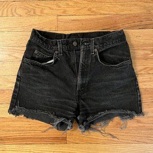 Levi's 560 Orange Tab Black Distressed Cutoff Shorts 29W